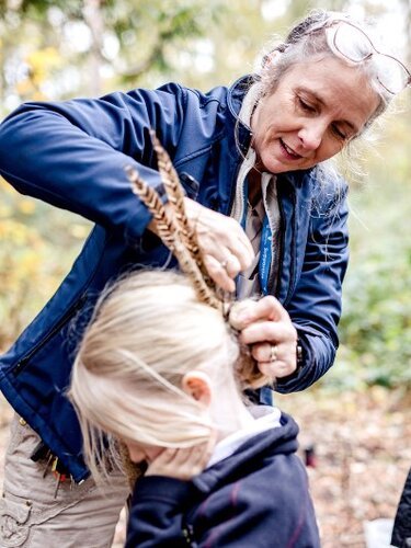 Forest school headdress making