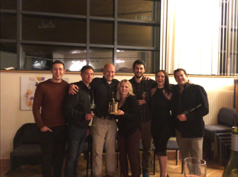 Tom Newham (third from left), Vineyard Instructor, and Blago Diskhkov (fifth from left) , Vineyard Operative, with some of the first year students who helped with harvest.