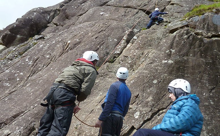 Students rock climbing