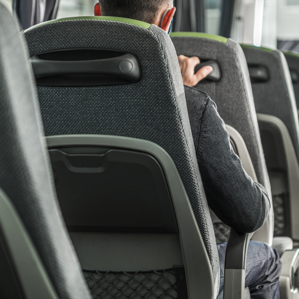 Back of coach seats on Plumpton College transport page