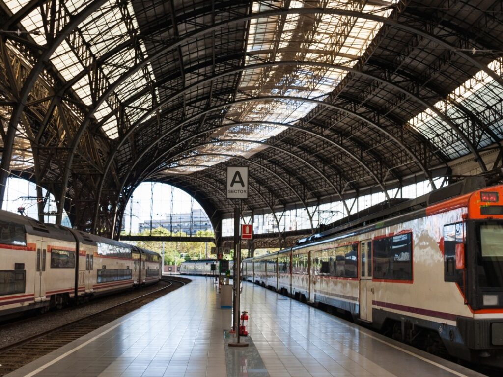 Inside of a train station